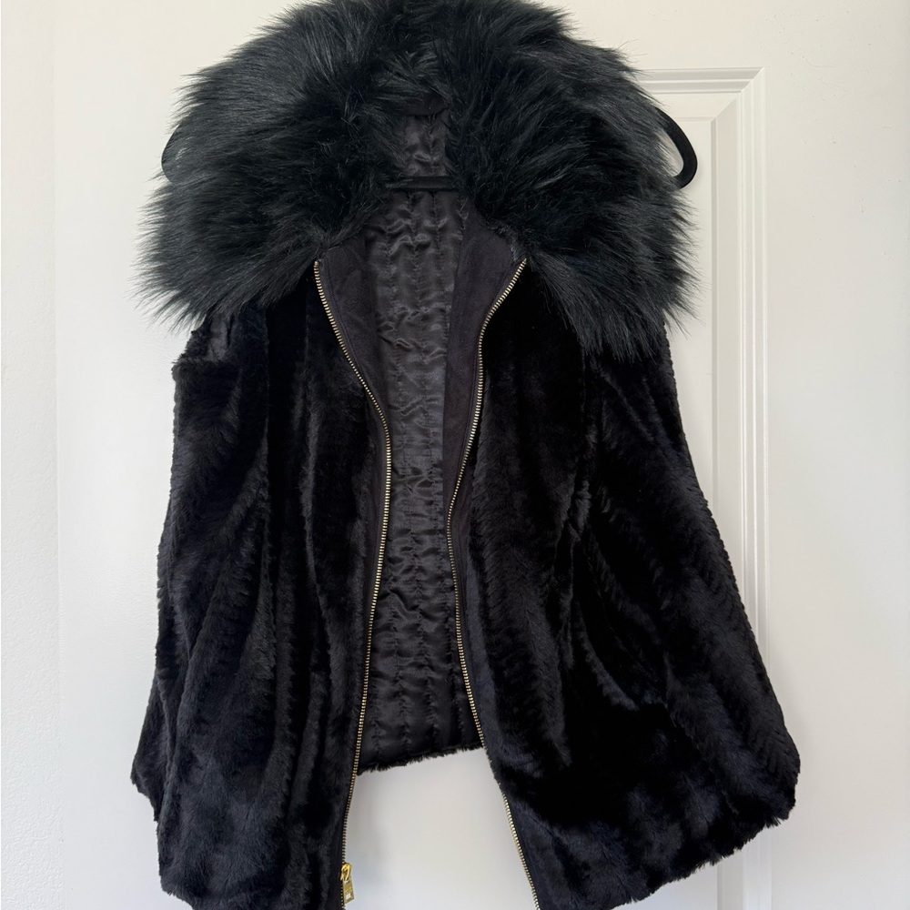 Luxurious Black Faux Fur Teddy Jacket